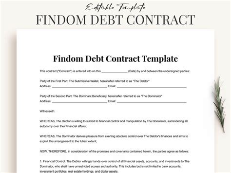 Findom Debt Contract Template